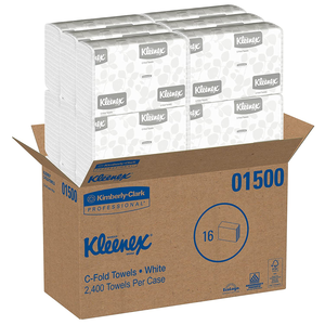 16 Packs/Case 01890 2,400 Towels/Case Kimberly-Clark Professional Kleenex Multifold Paper Towels 150 Tri Fold Paper Towels/Pack White 
